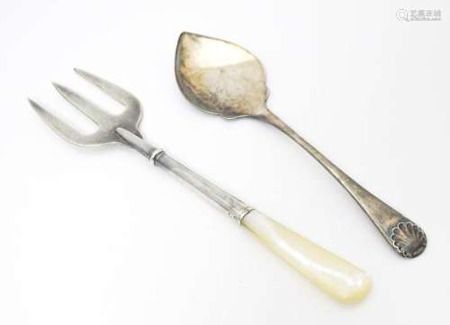 A mother of pearl handled fork hallmarked Birmingh…
