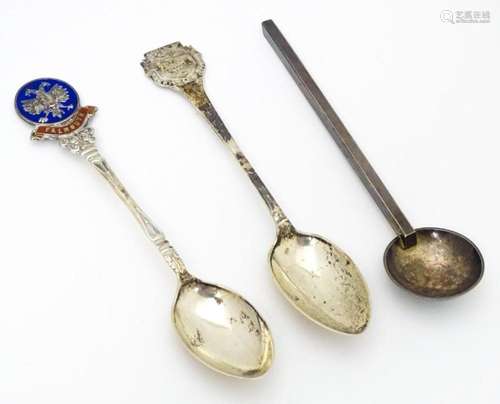 Three various silver teaspoons comprising a souven…