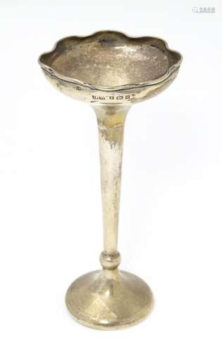 A silver bud vase, hallmarked Birmingham 1904 make…