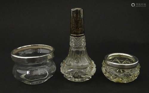 Three items of silver mounted glass ware to includ…