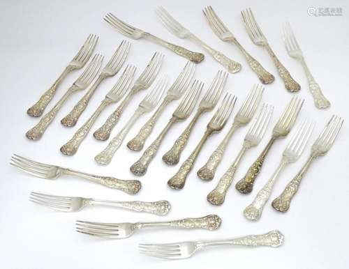 24 associated Victorian silver Kings pattern desse…