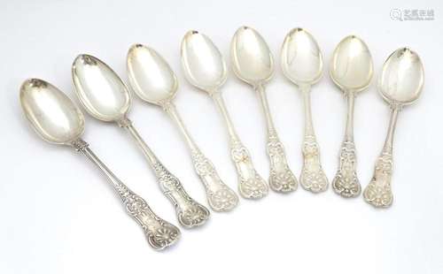 Eight associated Victorian silver Kings pattern ta…