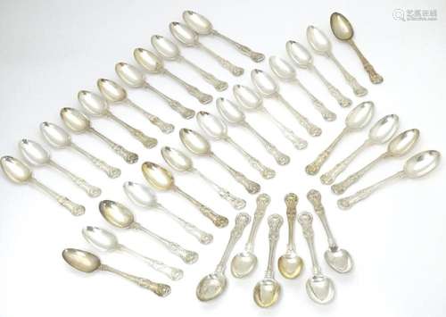 Thirty six associated Victorian silver Kings patte…