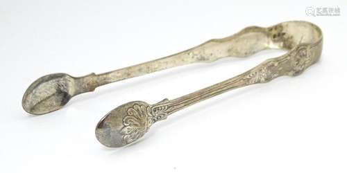 Victorian silver Kings pattern sugar tongs hallmar…