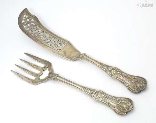 Victorian silver Kings pattern fish servers, hallm…