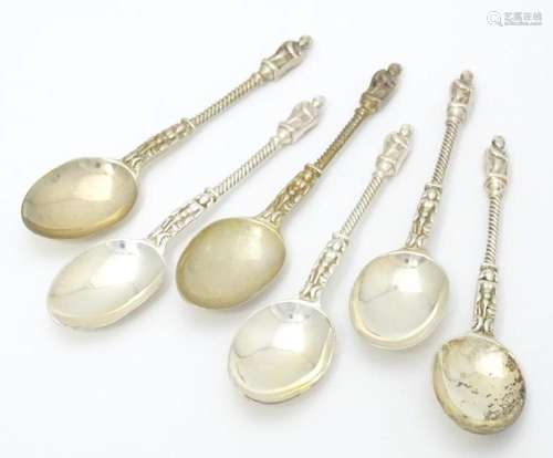 Six Victorian silver apostle teaspoons, hallmarked…