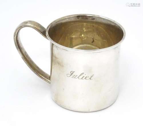 A American sterling silver christening mug, maker …