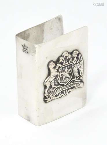 A Chilian .900 silver match box cover / sleeve wit…