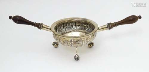 A white metal brazier / ember bowl foliate detail …