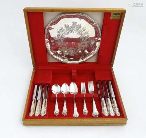 A cased set of silver plate flatware / cutlery by …