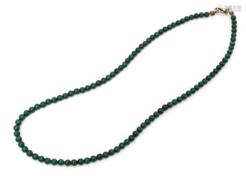 A green malachite coloured bead necklace. Approx. …