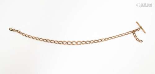 A 9ct gold graduated link watch chain. …