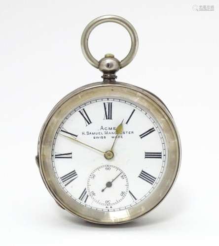A Swiss .925 silver pocket watch, the white enamel…