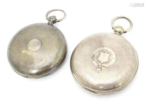 Two Victorian silver cased hunted pocket watches, …