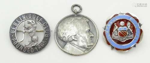 Three assorted items comprising white metal badge …