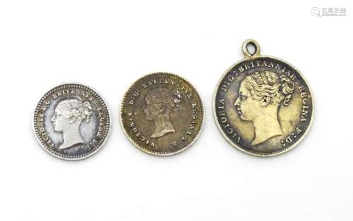Coins: Three Victorian coins to include an 1883 th…