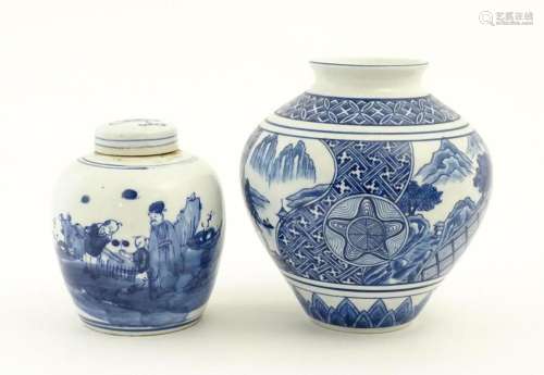 A Chinese blue and white ginger jar and cover deco…