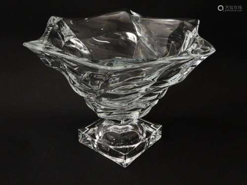 A Czechoslovakian glass / crystal pedestal bowl. S…