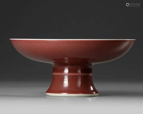 A CHINESE COPPER RED STEM BOWL, 19TH-20TH CENTURY
