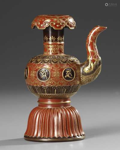 A CHINESE TIBETAN-STYLE EWER, PENBA HU, 19TH/20TH CENTURY