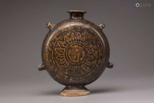 A CHINESE BROWN GLAZED MOON FLASK, LATE MING DYNASTY, 17TH C...