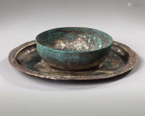 A CHINESE SILVER CUP AND SAUCER, SONG DYNASTY (960-1279)