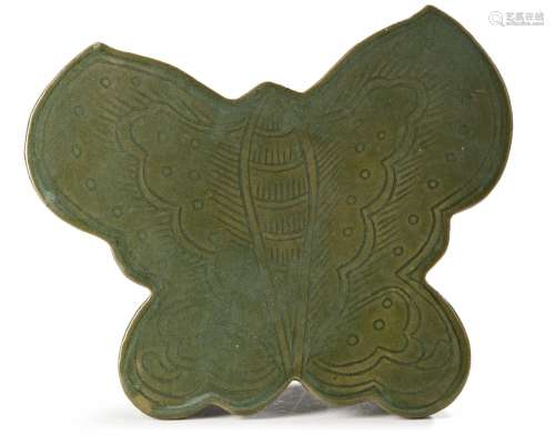 A CHINESE CELADON BUTTERFLY SHAPED PILLOW, MING DYNASTY (136...