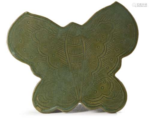 A CHINESE CELADON BUTTERFLY SHAPED PILLOW, MING DYNASTY (136...