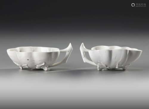 TWO CHINESE 'BLANC DE CHINE' LEAF-SHAPED CUPS, 17TH-18TH CEN...