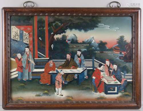 A CHINESE REVERSE-GLASS PAINTING,19TH CENTURY