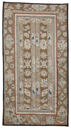 A CHINESE EMBROIDERED SILK PANEL, 19TH CENTURY