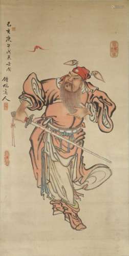 A CHINESE HANGING SCROLL OF THE DEMON QUELLER ZHONG KUI, 19T...