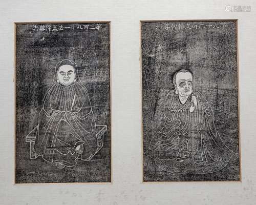 TWO CHINESE PAINTINGS DEPICTING GUANYIN AND A LUOHAN