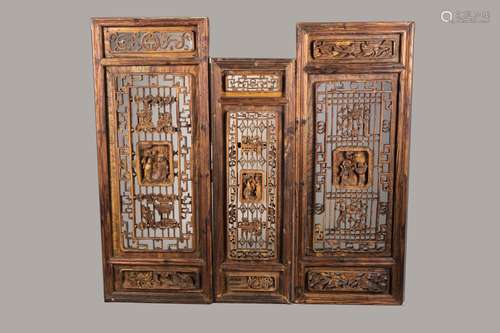 THREE OPENWORK CARVED WOOD PANELS, 19TH CENTURY