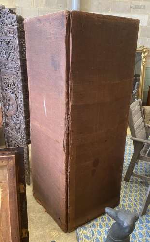 A Victorian painted canvas two fold dressing screen decorate...