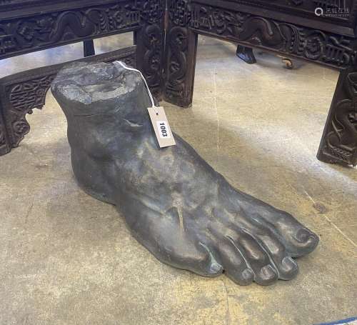 After the Antique - a painted cast stone classical foot, len...