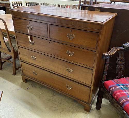 A George III mahogany five drawer chest, width 110cm, depth ...