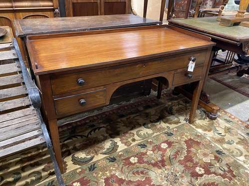 A George III style mahogany kneehole dressing table, width 1...