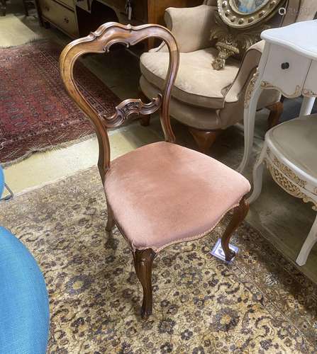 A harlequin set of six (4 plus 2) Victorian walnut dining ch...