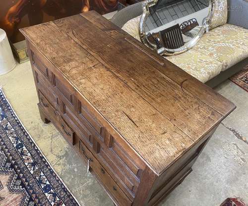 A George III oak mule chest, width 126cm, depth 60cm, height...