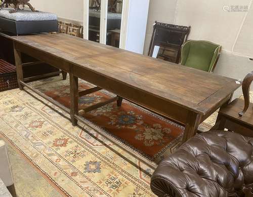 A 19th century French oak serving table, length 300cm, depth...