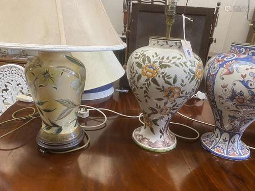 Four modern pottery and porcelain table lamps, largest heigh...