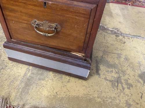 A late Victorian mahogany kneehole desk, length 122cm, depth...