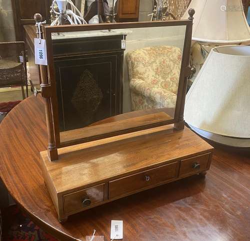 A Regency mahogany three drawer box base toilet mirror, widt...