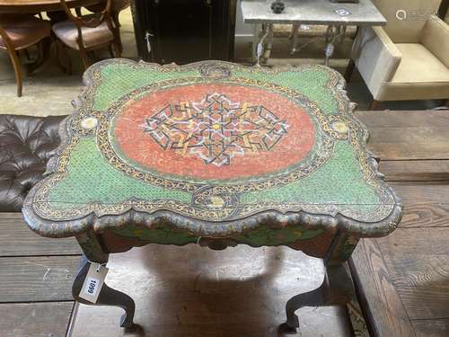 An Eastern European painted low occasional table, width 59cm...