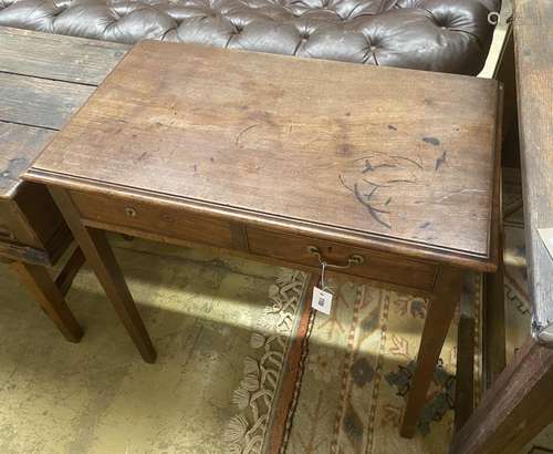 A George III mahogany two drawer side table, width 78cm, dep...