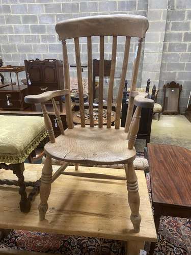 A Victorian elm and beech Windsor lathe back armchair, width...