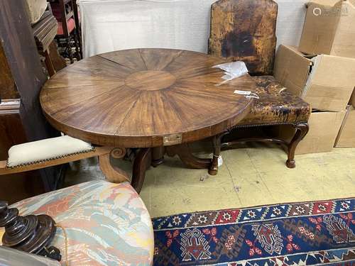 A Victorian circular mahogany breakfast table, cut down, dia...