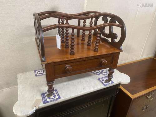 A Victorian mahogany three division Canterbury, width 52cm, ...