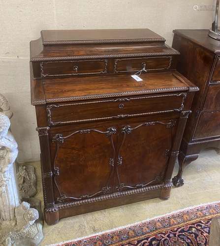 A 19th century French rosewood secretaire cabinet, width 86c...